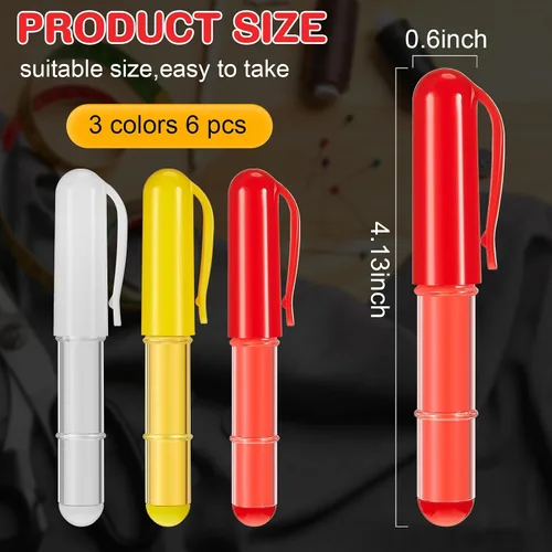 Miniatura 2 de Jetec 6 marcadores de tela de tiza para coser de 0.6 x 4.13 pulgadas, rotuladores de tiza, tiza borrable para acolchar, costura, manualidades