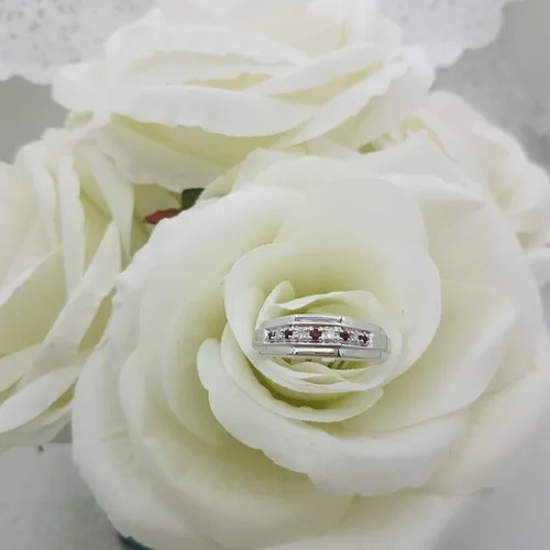 Miniatura 6 de Dazzlingrock Collection Anillo de boda redondo alternativo con diamantes blancos para él en plata de ley 925