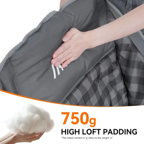 Miniatura 7 de Huskfirm Paquete de 2 sillas de campamento acolchadas de gran tamaño, sillas de campamento plegables de alta resistencia con portavasos y bolsa Gris