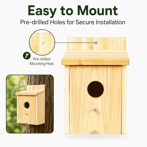 Miniatura 6 de Casas de madera para pájaros para pajareras exteriores, nido Bluebird House para cardenales, pinzón, Wren, golondrina, para ver el jardín, 1B