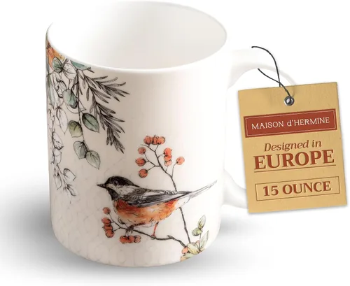 Miniatura 203 de Maison d' Hermine Taza de café con asas, tazas de porcelana fina de hueso, paquete de dos tazas de té para bebidas calientes, capuchino, latte, 015