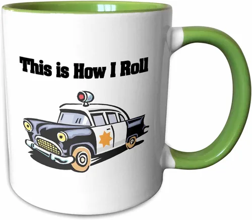 Miniatura 10 de 3dRose This Is How I Roll Police Cop Car 15oz Two-Tone Black Mug