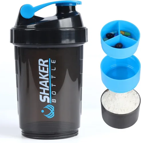 Miniatura 9 de Botella agitadora de proteínas, botella de agua deportiva, botella a prueba de fugas para mezclador de proteínas, antideslizante de 3 capas de 3