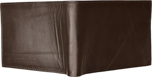 Miniatura 8 de Cartera de cuero genuino de calidad bi-fold ID con cremallera para hombre marrón