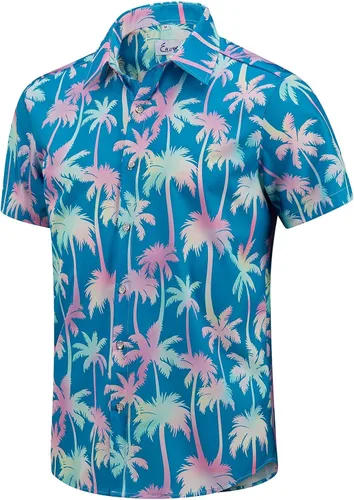 Miniatura 47 de EUOW - Camisas hawaianas para hombre de manga corta con botones, estampadas para la playa y el verano