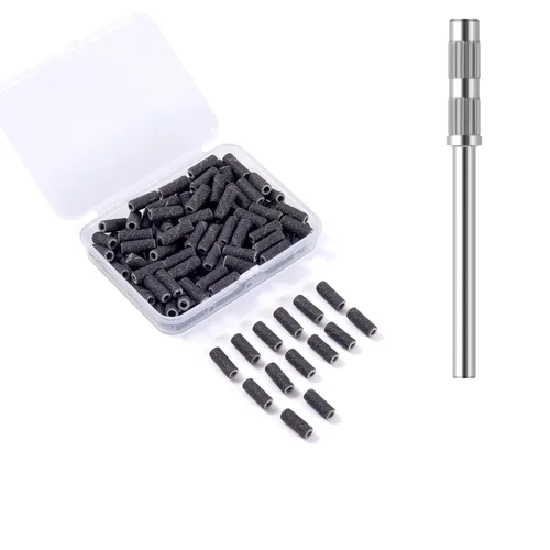 Miniatura 25 de 100 piezas de bandas pequeñas de lijado de uñas para taladro de uñas, bits mini de 3.1mm de mandril de lijado de uñas de grano 80 para uñas