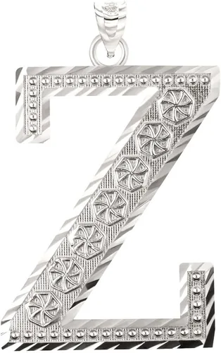 Miniatura 9 de Claddagh Gold . Colgante de plata de ley 925 con inicial de letras A-Z disponible en pequeño, mediano y grande