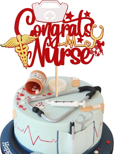 Miniatura 13 de Rsstarxi 1 paquete de decoración para tartas de enfermería 2023, decoración de pastel de graduación para enfermería temática médica enfermera 2023