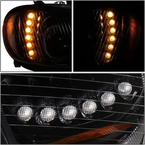 Miniatura 6 de DNA MOTORING HL-HAY-015-BK - Par de faros delanteros de señal de giro DRL con doble LED Halo, proyector de haz alto/bajo, compatible con Negro