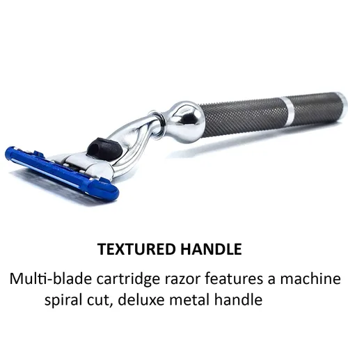 Miniatura 7 de Parker - Maquinilla de afeitar de metal 42M en gris grafito, compatible con 3 cuchillas Mach - Acepta todos los repuestos de cartuchos Gillette®
