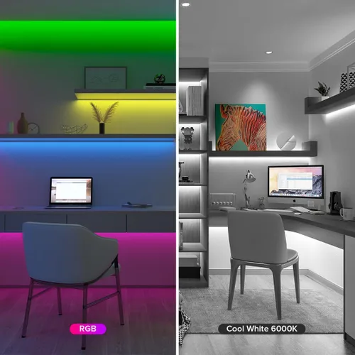 Miniatura 5 de BTF-LIGHTING FCOB COB Tira de luz LED RGBW 6500K 896LED/m 3m DC12V Flexible de cambio de color de alta densidad y luz uniforme de 12mm de ancho