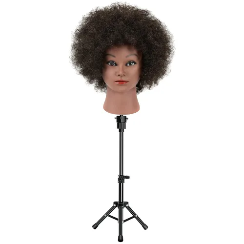 Miniatura 4 de FUTAI Soporte de peluca trípode para peluquería práctica estilo exhibición de cabello humano maniquí cabeza maniquí cosmetología muñeca cabeza