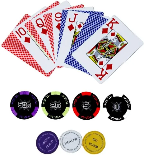 Miniatura 5 de THUNDERBAY Juego de póquer de 300 unidades de 0.49 oz, fichas compuestas de arcilla de 14G con estuche de aluminio, dos barajas de cartas, juego
