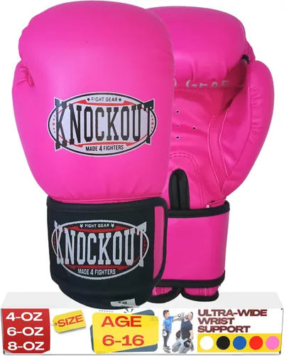 Miniatura 9 de Guantes de boxeo para niños - Guantes de entrenamiento juvenil para kickboxing, MMA - Guantes de bolsa pesada de nivel principiante a profesional
