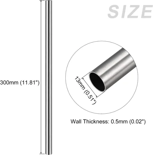 Miniatura 2 de METALLIXITY Tubo de acero inoxidable 304 (0.512 in de diámetro exterior x 0.020 in de pared T x 11.811 in de largo), 3 piezas, tubo recto