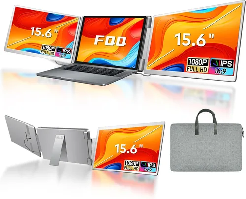 Extensor de pantalla portátil de 15.6", Extensor de monitor de triple pantalla con pantalla izquierda giratoria 360°, monitor portátil de viaje IPS