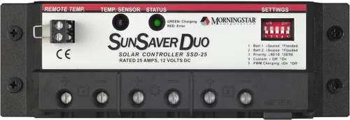 Miniatura 3 de Morningstar SunSaver Duo 25A PWM Controlador de carga solar (SSD-25RM) - Regulador de panel solar para dos baterías de 12 V, ajustes de carga