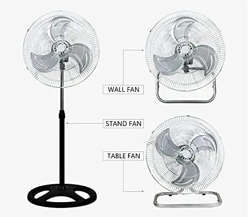 Miniatura 4 de Ventilador oscilante 3 en 1 (soporte + escritorio + ventilador de pared) ventilador oscilante de alta velocidad de 18 pulgadas de grado industrial
