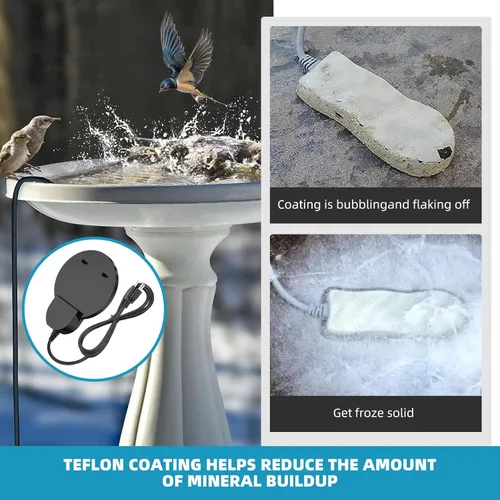 Miniatura 6 de Calentador de baño para pájaros descongelante de 250 W con revestimiento de teflón negro, calentador integral de aluminio fundido para ganado, aves