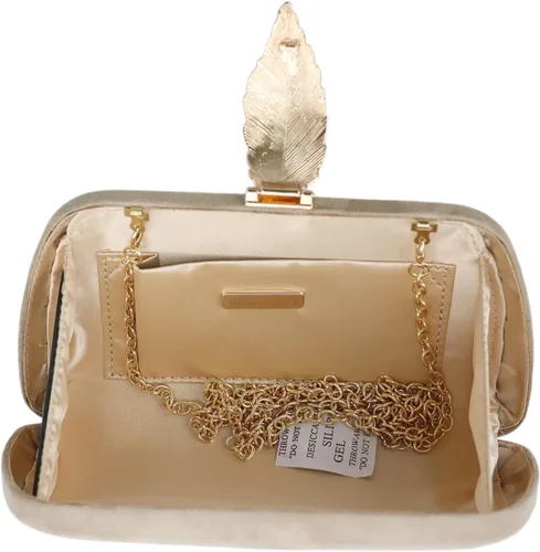 Miniatura 6 de Milisente Bolso de mano para mujer, de ante suave y sólido, bolso de mano de noche, bolso de hombro con cierre de hojas metálicas