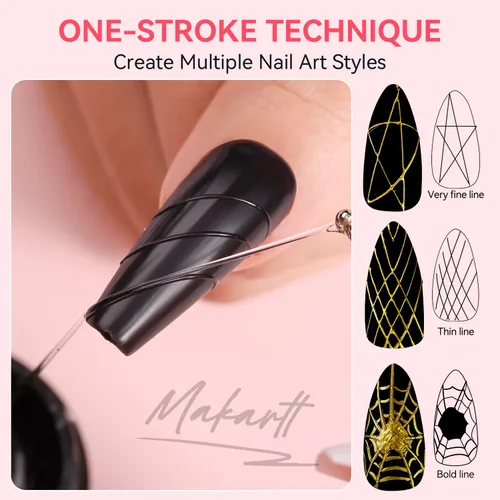 Miniatura 3 de Makartt Gel Araña 3D para Arte de Uñas: Gel Elástico Transparente para Dibujar y Líneas, Usar con Polvo Cromado, Gel UV LED Removible con Remojo