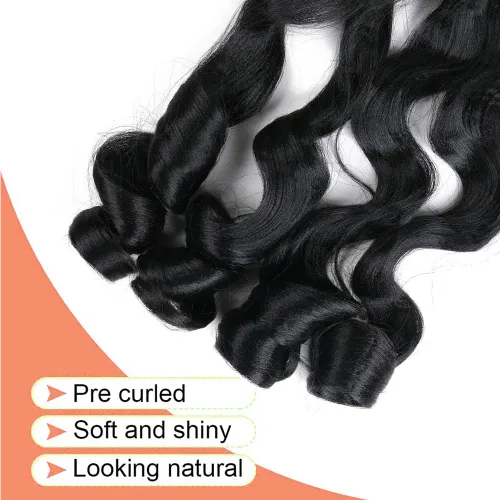 Miniatura 5 de Cabello trenzado rizado francés negro de 22 pulgadas preestirado, paquete de 3 unidades, textura Yaki, trenzado con rizo español, extensión