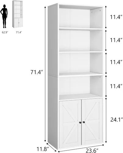 Miniatura 2 de IDEALHOUSE Estantería industrial con puertas de 11.8 pulgadas de profundidad, estantes de almacenamiento de 71.4 pulgadas de alto, estanterías