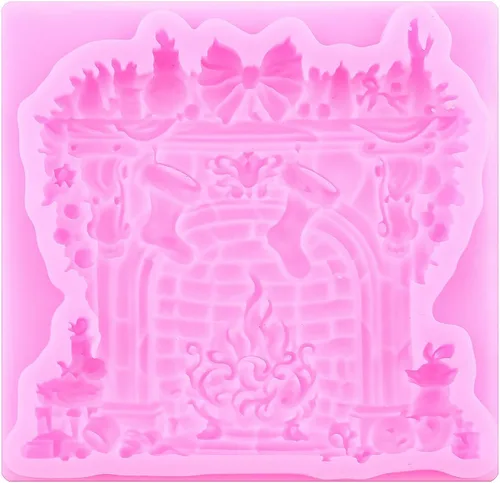 Miniatura 5 de Mujiang Moldes de silicona de muñeco de nieve de Navidad, molde 3D para castillo de Navidad, moldes de chimenea para decoración de pasteles