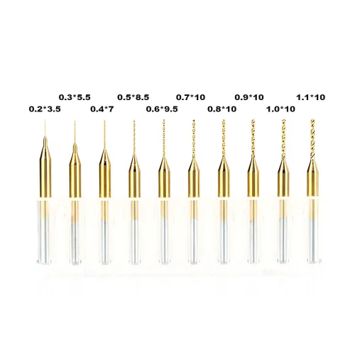Miniatura 4 de HUHAO Juego de 10 brocas micro, 0.008 in-0.043 in, vástago de 1/8 pulgadas, flauta en espiral CNC, brocas para placa de circuito, joyería de piedra