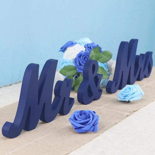 Miniatura 21 de Mr and Mrs Signs - Decoración de mesa de boda, letras independientes de madera para accesorios de fotos, decoración rústica, regalo de fiesta