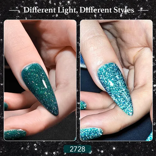 Miniatura 3 de GAOY Juego de esmalte de uñas de gel con brillantina reflectante de 6 colores, incluye colores rosa, plateado, rojo, verde, kit de esmalte de gel