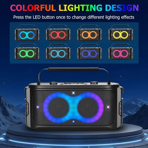Miniatura 4 de Altavoz Bluetooth Portátil 300W Pico Sonido Grande Potente Fuerte Graves Profundos Boombox Inalámbrico Grande con Subwoofer DSP Luz LED para Fiestas