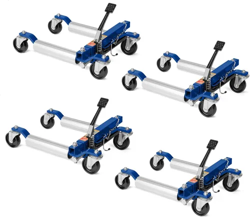 Miniatura 8 de TUFFIOM Juego de 2 gatos para ruedas de automóvil, patines hidráulicos de 1500 libras, gato de posicionamiento de vehículo de 12 pulgadas, rodillos