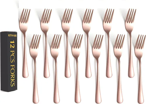 Miniatura 10 de Juego de 12 tenedores de cubiertos negros, tenedores de acero inoxidable, cubiertos de cocina para restaurante, hogar y cocina, vajilla esencial