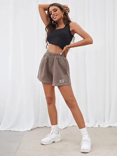 Miniatura 5 de MakeMeChic - Pantalones cortos informales con cordón en la cintura para mujer, pantalones deportivos para correr