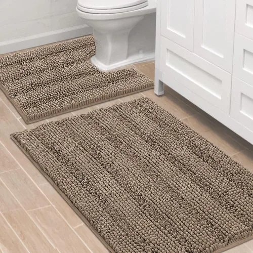 Miniatura 33 de H.VERSAILTEX - Alfombras de baño, juego de 2 piezas, alfombra de contorno para baño, juego de alfombras para inodoro, alfombra antideslizante