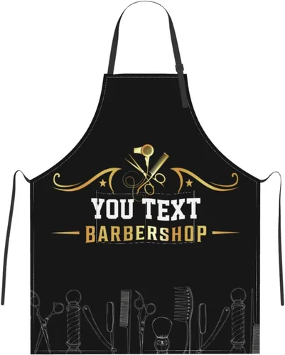 Miniatura 7 de Delantal de barbería personalizado para hombres y mujeres, delantal de texto personalizado con bolsillos, delantal ajustable personalizado
