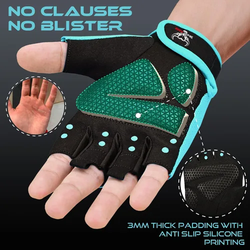 Miniatura 6 de BEAST RAGE Guantes de entrenamiento para hombres y mujeres, guantes de gimnasio sin dedos con protección de la palma, transpirables y ligeros