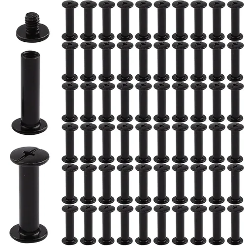 Miniatura 6 de INCREWAY Juego de 60 tornillos Chicago surtidos, tornillos de fijación de 0.197 in x 0.591 in, remaches de cuero de bronce M5, cabeza cruzada