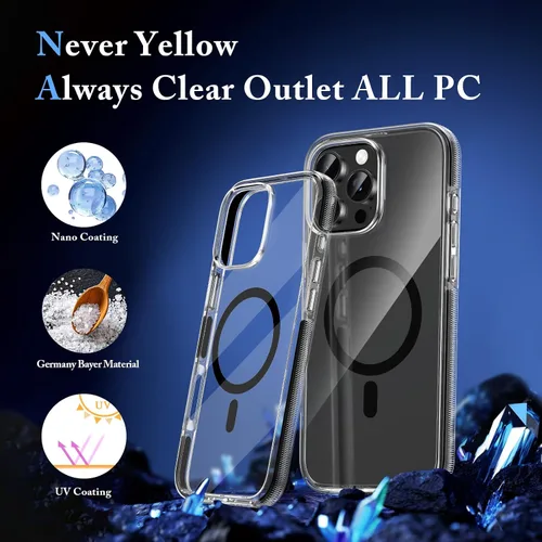 Miniatura 9 de MILPROX Compatible con iPhone 16 Pro Funda – con protector de pantalla – Compatible con MagSafe – Diseño magnético claro transparente – Que no se