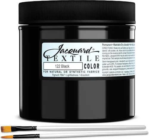 Miniatura 9 de Moshify Jacquard Products JAC1122 - Color textil negro, pintura de tela fabricada en Estados Unidos, 2.25 onzas, juego de pinceles incluidos