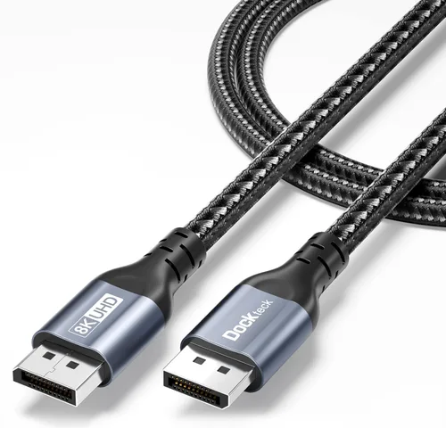 Dockteck Cable DisplayPort de 3.3 pies/1M DP a DP 1.4 UHD (8K @60Hz, 4K @144Hz, HDR), compatible con HBR3 32.4Gbps HDCP, trenzado para TV, monitor,