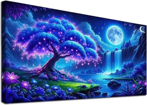 Miniatura 8 de JATOK Kits de pintura de diamantes para adultos, kits de arte de diamantes en cascada colorida 5D para principiantes, pintura de taladro redondo