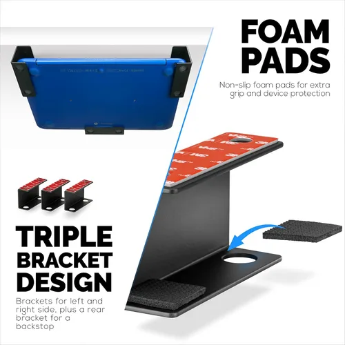 Miniatura 7 de Soporte para laptop debajo del escritorio para escritorio, adhesivo y atornillado, dispositivos de hasta 1.5 pulgadas de grosor como Macbooks
