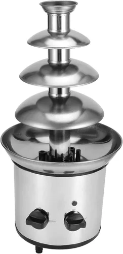 Luqeeg Fuente de fondue de chocolate, máquina eléctrica de fuente de chocolate de 4 capas, máquina de fusión de chocolate de acero inoxidable, torre