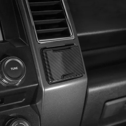 Miniatura 2 de Voodonala para Ford F150 2015-2020 Ribete de salida eléctrica central de fibra de carbono negro con tapa para encendedor para Ford F150 2015-2020
