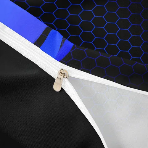 Miniatura 6 de Juego de ropa de cama de panal hexagonal para niños, niñas, adolescentes, funda de edredón geométrica transpirable, colmena geométrica roja y negra