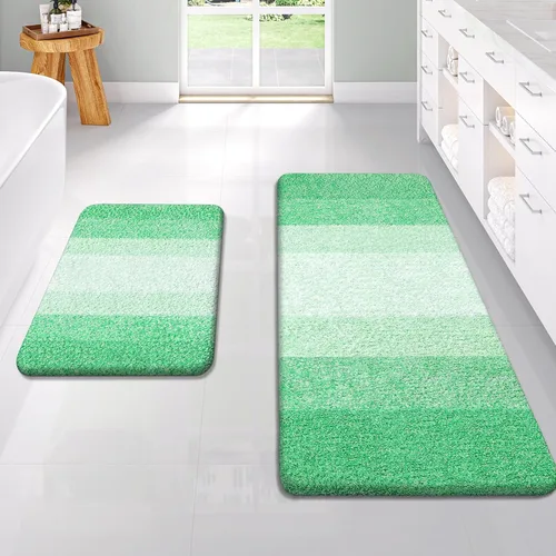 Miniatura 33 de OLANLY Juego de 2 alfombras de baño de microfibra suave y absorbente, antideslizantes, se pueden lavar y secar a máquina, alfombras de baño peludas