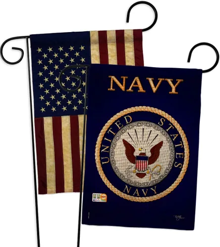 Miniatura 19 de Breeze Decor Bandera de jardín de 13 x 18.5 pulgadas, con licencia oficial de las Fuerzas Armadas de los Estados Unidos de la Marina de los Estados