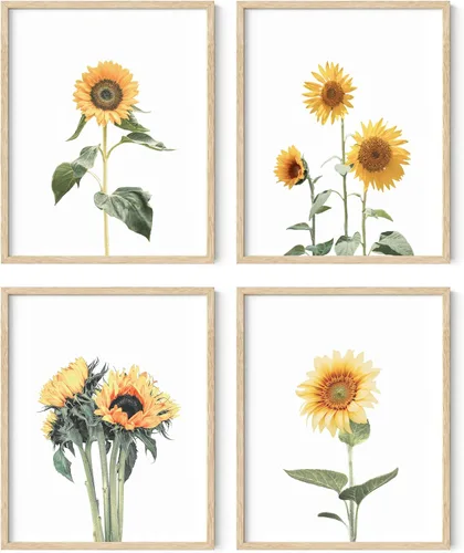 Miniatura 67 de HAUS AND HUES Arte de pared floral gris, juego de 4 pósteres de plantas para pared vintage, impresiones botánicas, cuadros de flores en blanco